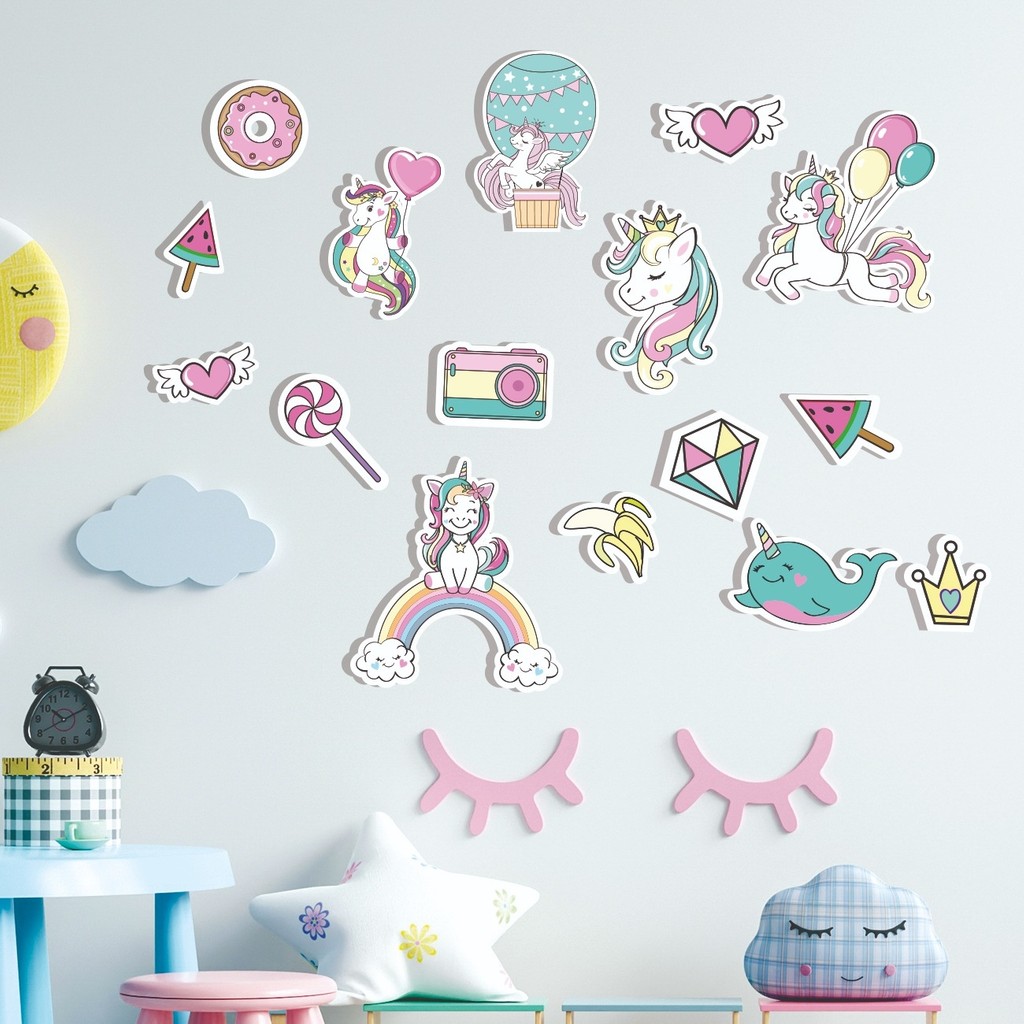 HET Concept Renkli Unicorn Ahşap Set Bebek Çocuk Yatak Odası Ev Dekorasyon Model 019 - Bebek Çocuk Odası Diğer Fiyatı