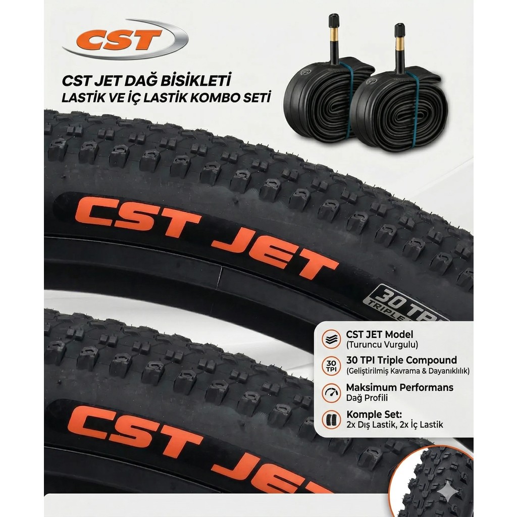 Heugers Cst Jet 27.5 x 2.10 Mtb Ön+Arka Iç ve Dış Lastik Seti – Kum,asfalt, Hareket ve Sert Zemin Uyumlu Diğer Fiyatı