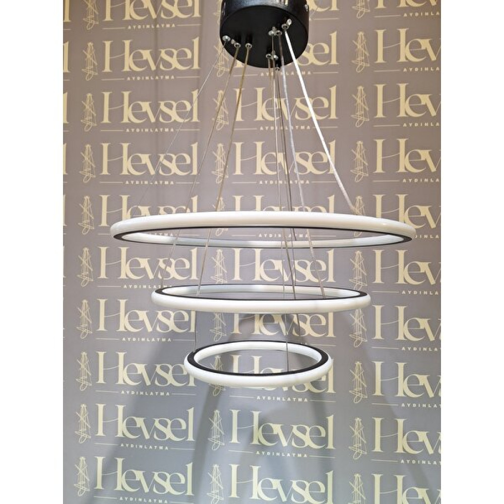 Hevsel 3 Renk, Çift Taraflı, 3 Katlı Modern LED Avize, Siyah Gövde, Yüksek Işık Şiddeti - 3'lü Avize Fiyatı