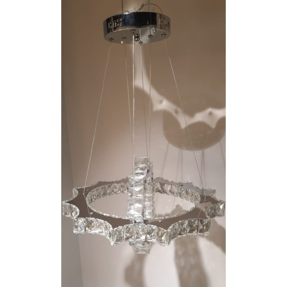 Hevsel Kristal Led Avize, 2'li Yıldız Model, 3 Renk Işık Rengi Avize Fiyatı