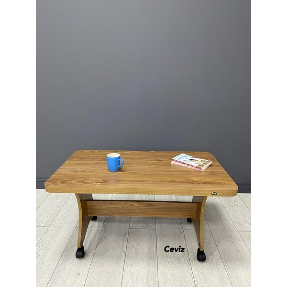 Hey Ada Tekerlekli Kavisli Köşe 100 x 60 Orta Sehpa Ceviz Orta Sehpa Fiyatı