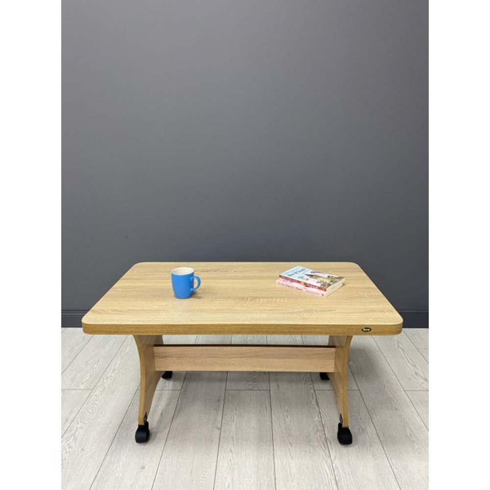 Hey Ada Tekerlekli Kavisli Köşe 100 x 60 Orta Sehpa Safir Meşe Orta Sehpa Fiyatı