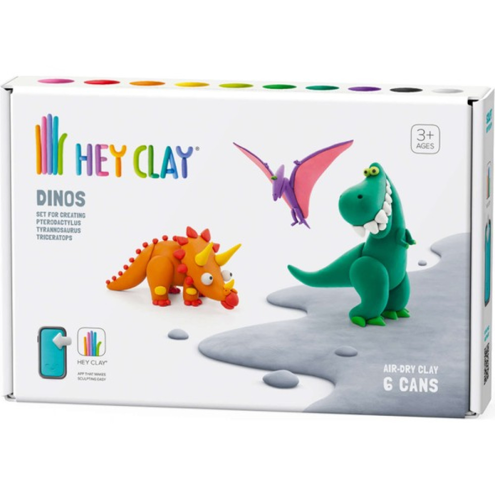 Hey Clay Hava ile Kuruyan Kil (6'lı Kutu) - Dinozorlar (Pterodactylus, Triceratops, Tyrannosaurus) - Renkli Eğitici Oyuncak Fiyatı