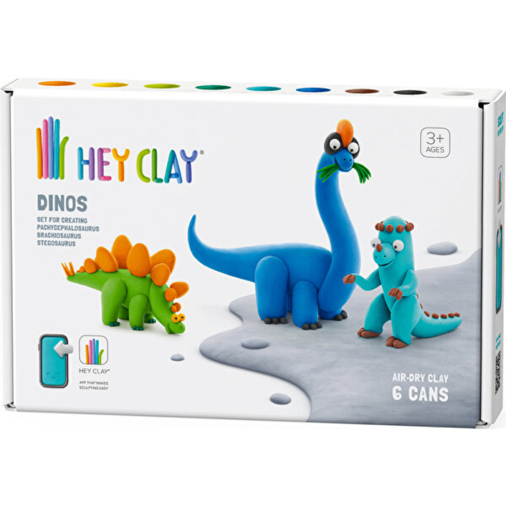 Hey Clay Hava ile Kuruyan Kil (6'lı Kutu) - Dinozorlar (Stegosaurus, Pachycephalosaurus, Brachiosaurus) - Renkli Eğitici Oyuncak Fiyatı