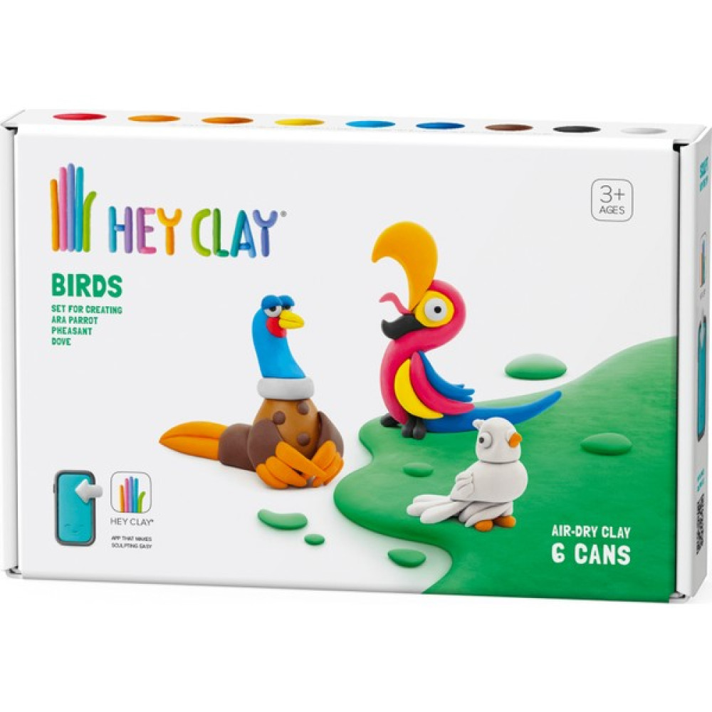 Hey Clay Hava ile Kuruyan Kil (6'lı Kutu) - Kuşlar (Sülün, Papağan, Güvercin) - Renkli Eğitici Oyuncak Fiyatı
