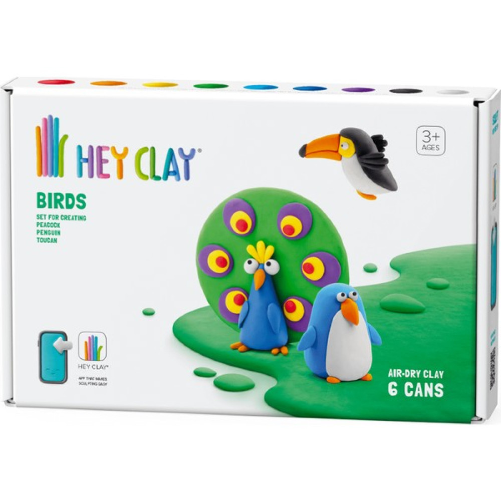 Hey Clay Hava ile Kuruyan Kil (6'lı Kutu) - Kuşlar (Tukan, Penguen, Tavuskuşu) - Renkli Eğitici Oyuncak Fiyatı
