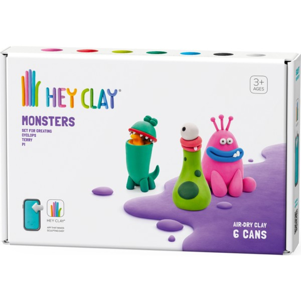 Hey Clay Hava ile Kuruyan Kil (6'lı Kutu) - Monsters (Cyclops, Terry, Pi) - Renkli Eğitici Oyuncak Fiyatı