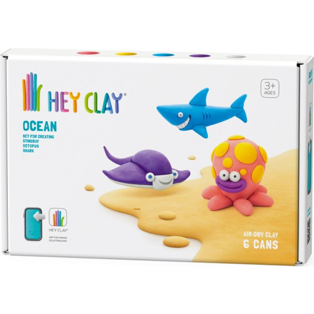 Hey Clay Hava ile Kuruyan Kil (6'lı Kutu) - Okyanus (Köpekbalığı, Ahtapot, Vatoz) - Renkli Eğitici Oyuncak Fiyatı