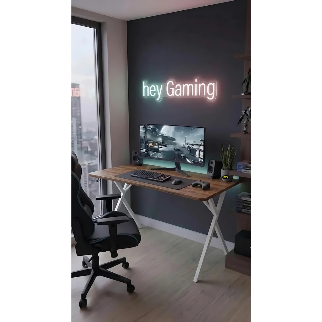 Hey Modüler Mobilya 120 cm Gaming Profesyonel Oyuncu Masası Ceviz Tabla, Beyaz Metal Ayaklı Hey Gaming - Ceviz Beyaz Bilgisayar Masası Fiyatı