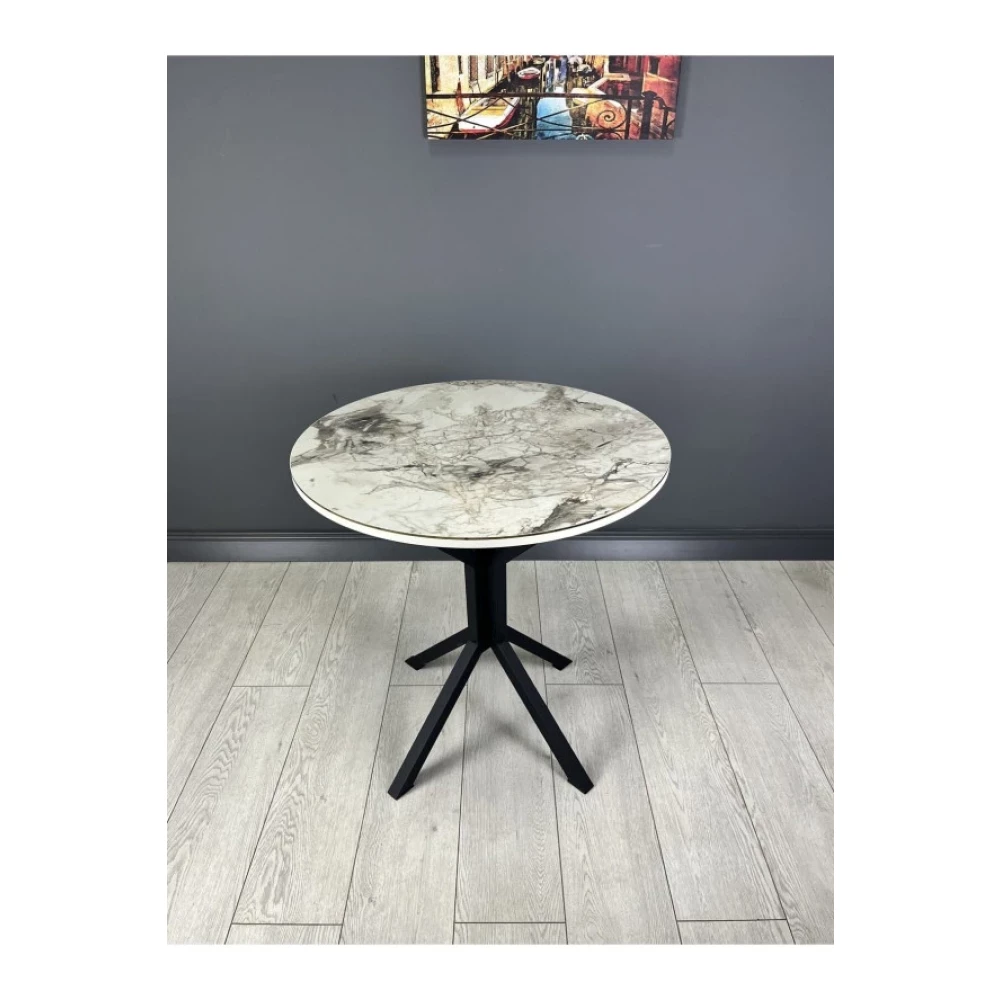 Hey Moduler Mobilya Derya Efes Yuvarlak Mutfak Masa Yemek Masa Balkon Masa Gold Kenar Metal Siyah Ayakli 70 Cm Mutfak Dolabı / Mobilyası Fiyatı