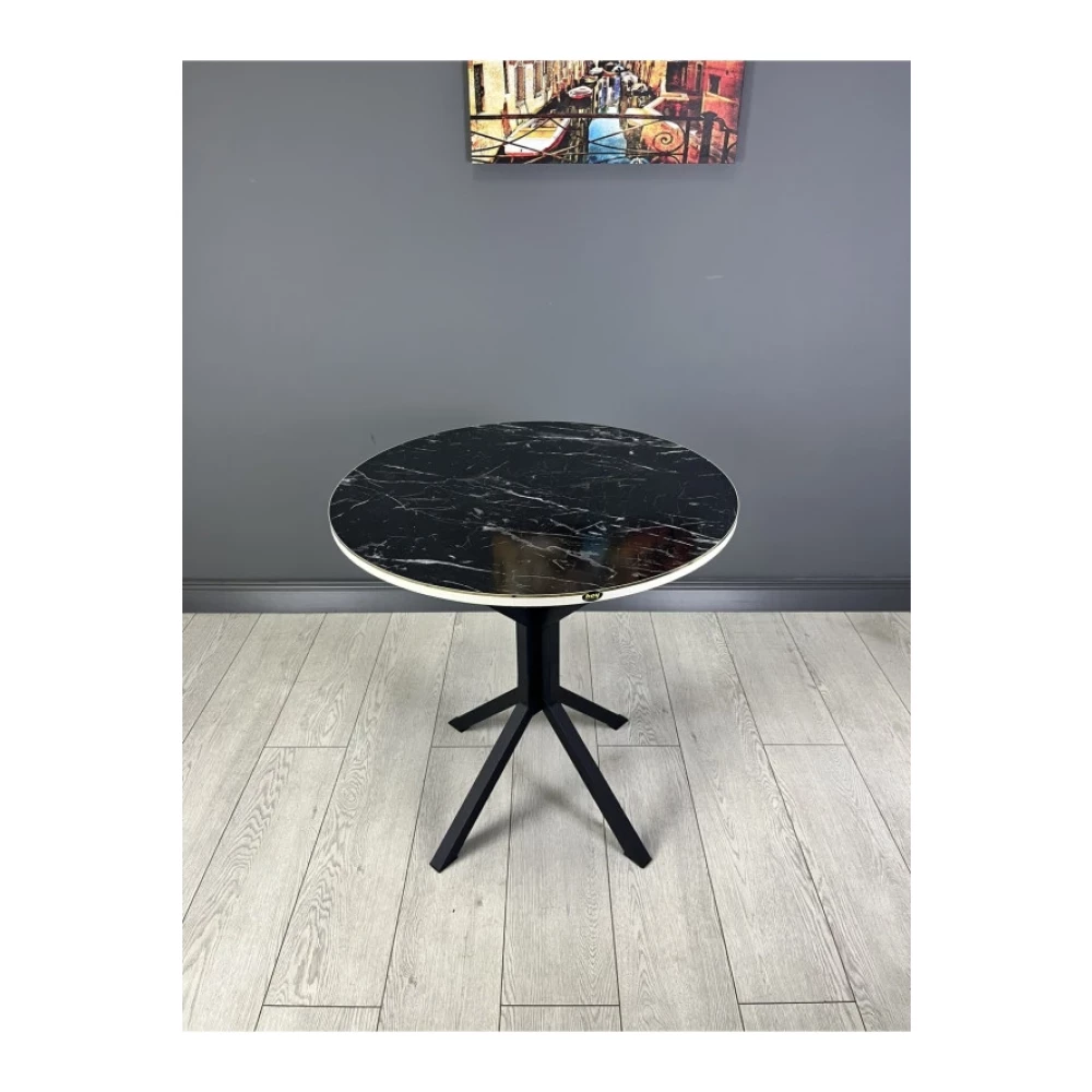 Hey Moduler Mobilya Derya Siyah Mermer Yuvarlak Mutfak Masa Yemek Masa Balkon Masa Gold Kenar Metal Siyah Ayakli 70 Cm Mutfak Dolabı / Mobilyası Fiyatı