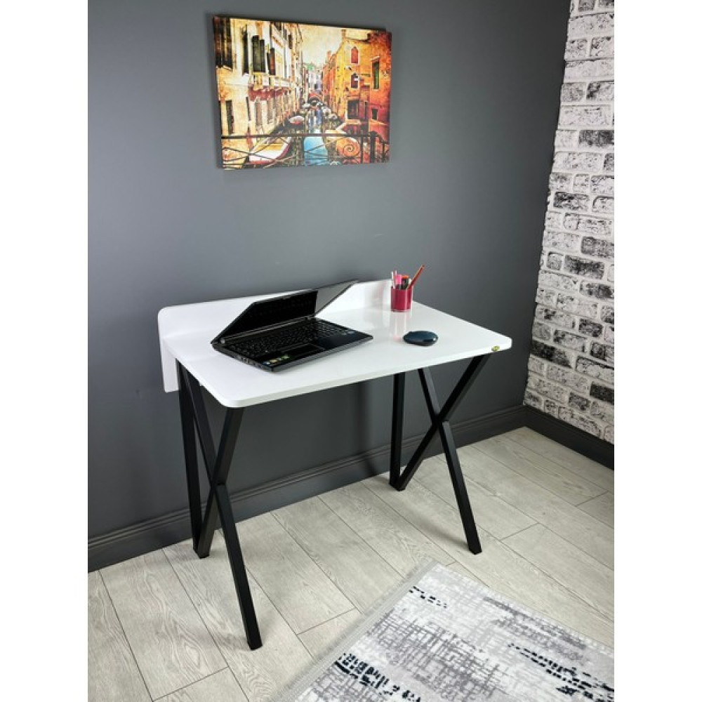 Hey Modüler Mobilya Hayal Çalışma Masası Bilgisayar Ofis Masası Metal Siyah Ayaklı 90 cm - 90x56 cm - Beyaz - Siyah Çalışma Masası Fiyatı