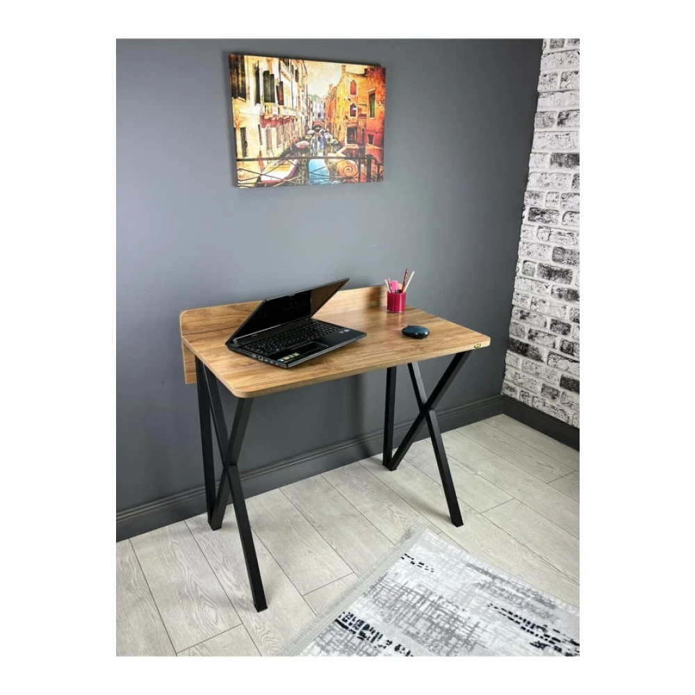 Hey Moduler Mobilya Hayal Ceviz Calisma Masasi Bilgisayar Ofis Masasi Metal Siyah Ayakli 90 Cm Çalışma Masası Fiyatı