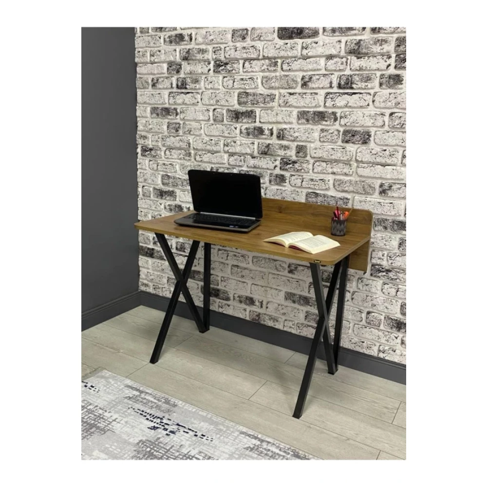 Hey Moduler Mobilya Hey Moduler Mobilya Ruya Ceviz Calisma Masasi Siyah Ayak Çalışma Masası Fiyatı