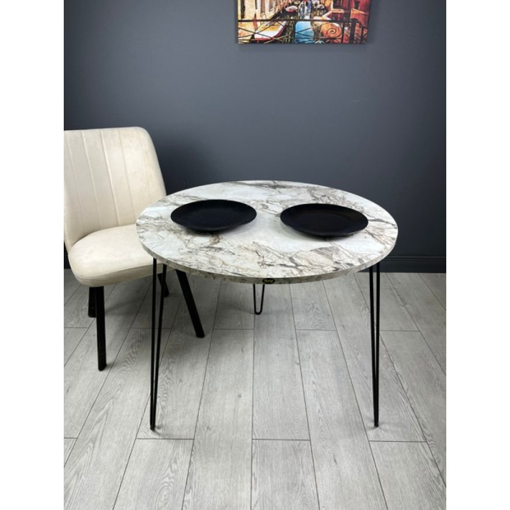 Hey Modüler Mobilya Hey Relax Efes Yuvarlak Mutfak Masası Yemek Masası Balkon Masası Fiskos Masası Metal Siyah Ayak 80 cm Yemek & Mutfak Masası Fiyatı