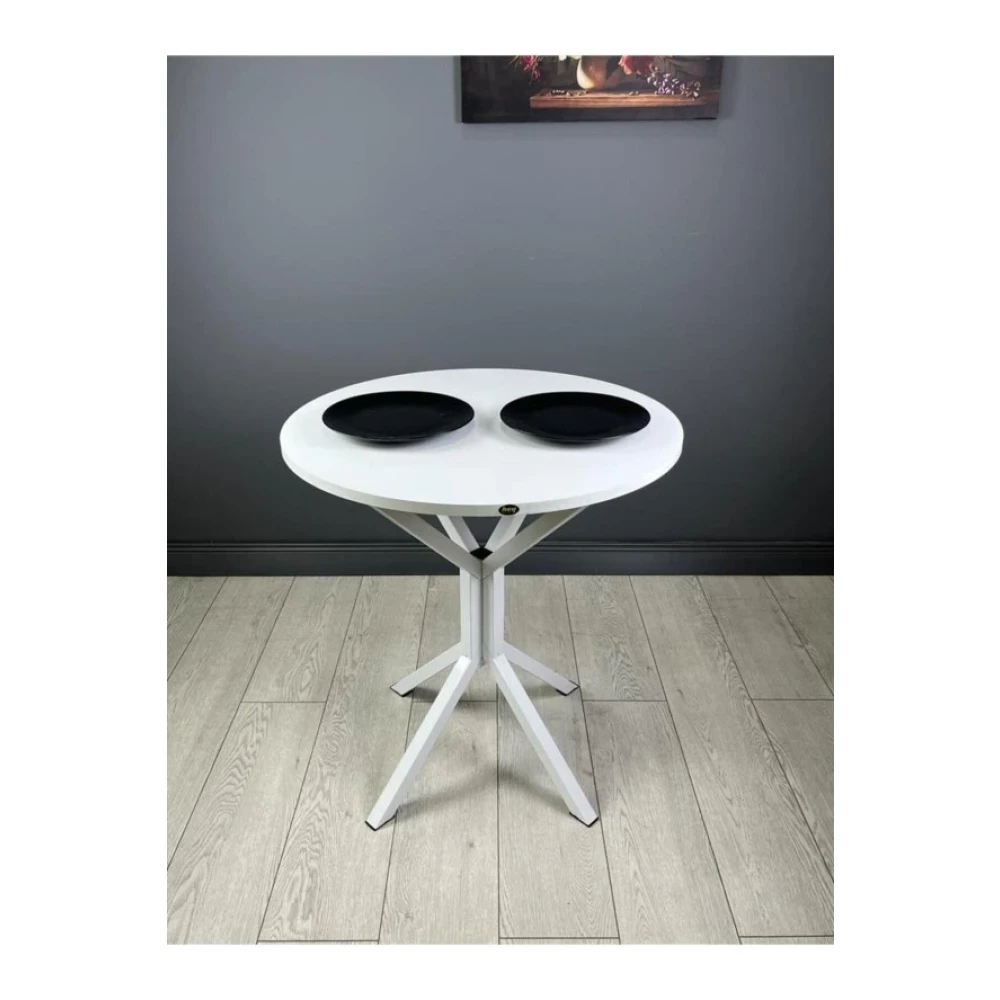 Hey Moduler Mobilya Nisa Beyaz Yuvarlak Mutfak Masasi Yemek Masasi Balkon Masasi Metal Beyaz Ayak 70 Cm Mutfak Dolabı / Mobilyası Fiyatı