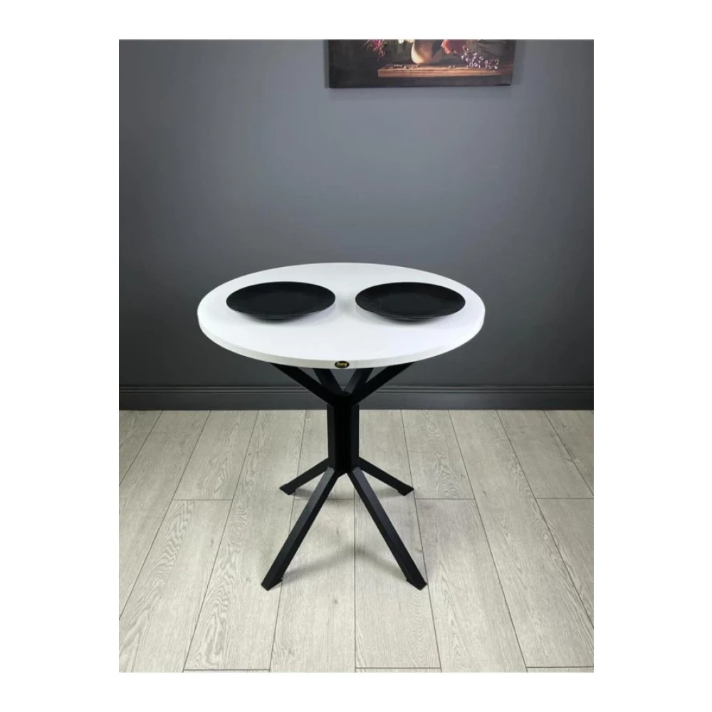 Hey Moduler Mobilya Nisa Beyaz Yuvarlak Mutfak Masasi Yemek Masasi Balkon Masasi Metal Siyah Ayak 70 Cm Mutfak Dolabı / Mobilyası Fiyatı