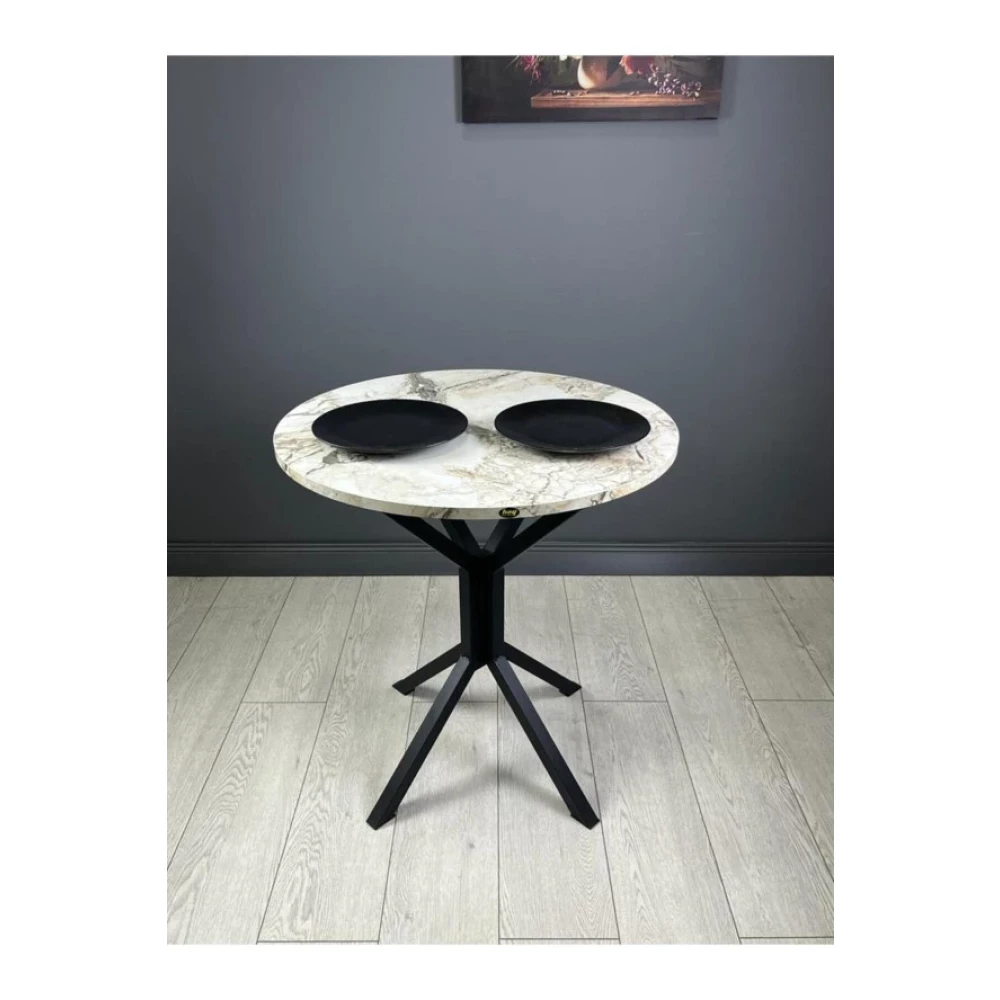 Hey Moduler Mobilya Nisa Efes Yuvarlak Mutfak Masasi Yemek Masasi Balkon Masasi Metal Siyah Ayak 70 Cm Mutfak Dolabı / Mobilyası Fiyatı