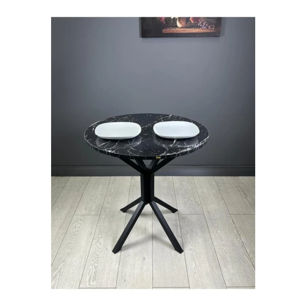 Hey Moduler Mobilya Nisa Siyahmermer Yuvarlak Mutfak Masasi Yemek Masa Balkon Masa Metal Siyah Ayak 70 Cm Mutfak Dolabı / Mobilyası Fiyatı