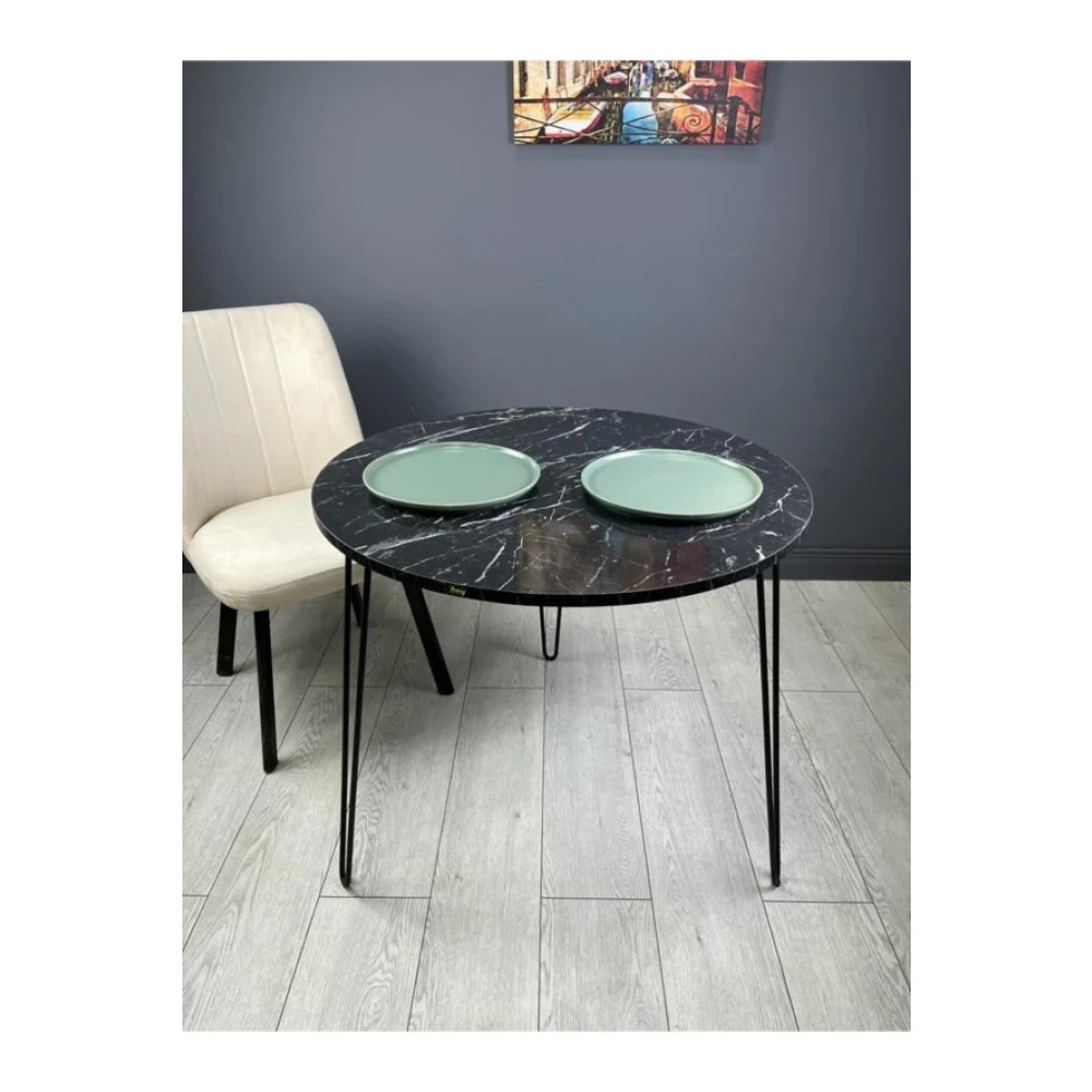Hey Moduler Mobilya Relax Siyah Mermer Yuvarlak Mutfak Masasi Yemek Masa Balkon Masa Fiskos Masa Metal Siyah Ayak 80 Cm Mutfak Dolabı / Mobilyası Fiyatı