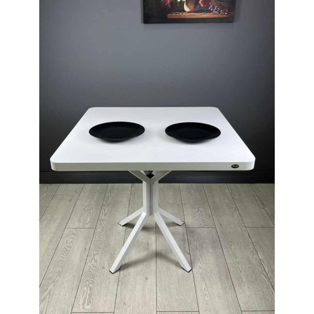 Hey Modüler Mobilya Roma Beyaz Mutfak Yemek Masası Balkon Masası Kavisli Köşe Metal Beyaz Ayak 80 cm Yemek & Mutfak Masası Fiyatı