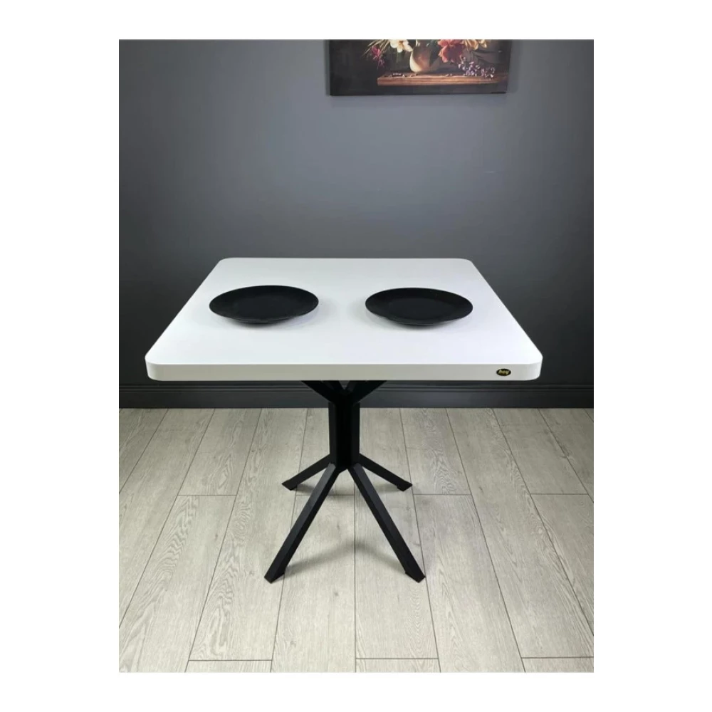 Hey Moduler Mobilya Roma Beyaz Mutfak Yemek Masasi Balkon Masasi Kavisli Kose Metal Siyah Ayak 80 Cm Mutfak Dolabı / Mobilyası Fiyatı