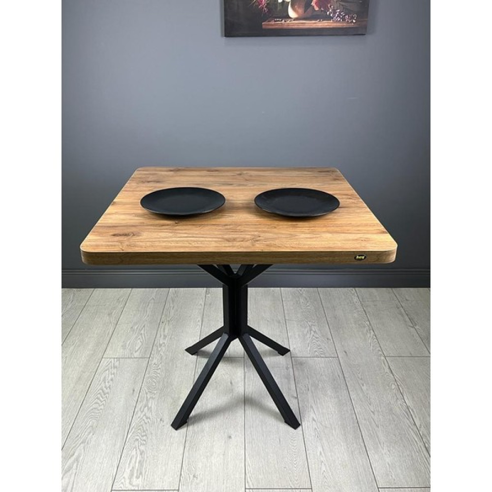 Hey Modüler Mobilya Roma Mutfak Yemek Masası Balkon Masası Kavisli Köşe Metal Siyah Ayak 80 cm - Ceviz Yemek & Mutfak Masası Fiyatı