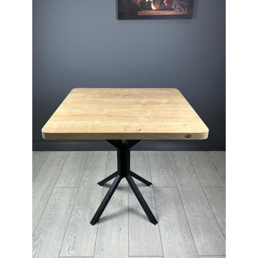 Hey Modüler Mobilya Roma Mutfak Yemek Masası Balkon Masası Kavisli Köşe Metal Siyah Ayak 80 cm - Safir Meşe Yemek & Mutfak Masası Fiyatı