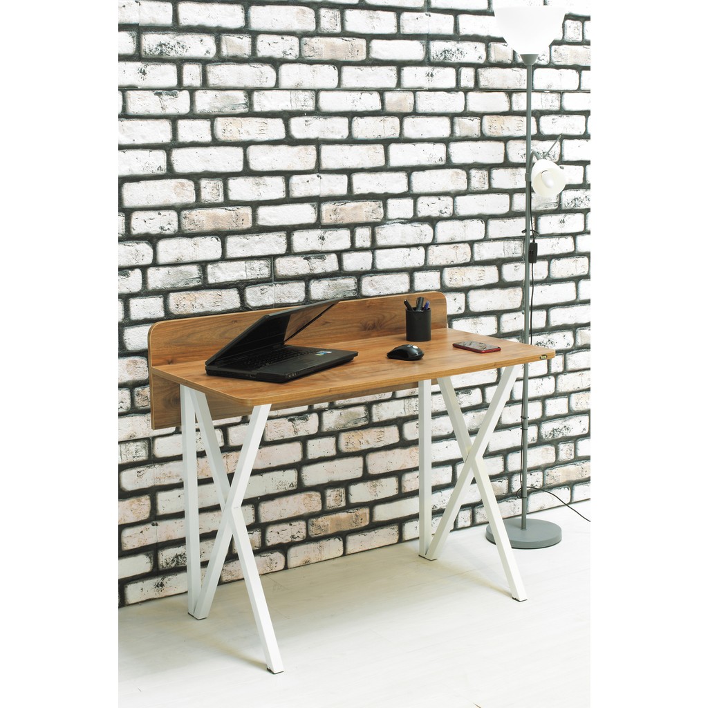 Hey Modüler Mobilya Rüya Ceviz Beyaz Ayak Çalışma Masası - Yükseklik: 74 cm Derinlik: 51 cm Genişlik: 103 cm Sırt ile Yükseklik: 83 cm Çalışma Masası Fiyatı