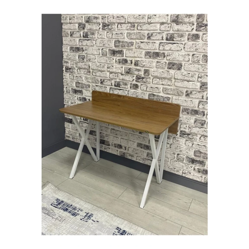 Hey Moduler Mobilya Ruya Ceviz Calisma Masasi Bilgisayar Ofis Masasi Metal Beyaz Ayakli 103 Cm Çalışma Masası Fiyatı