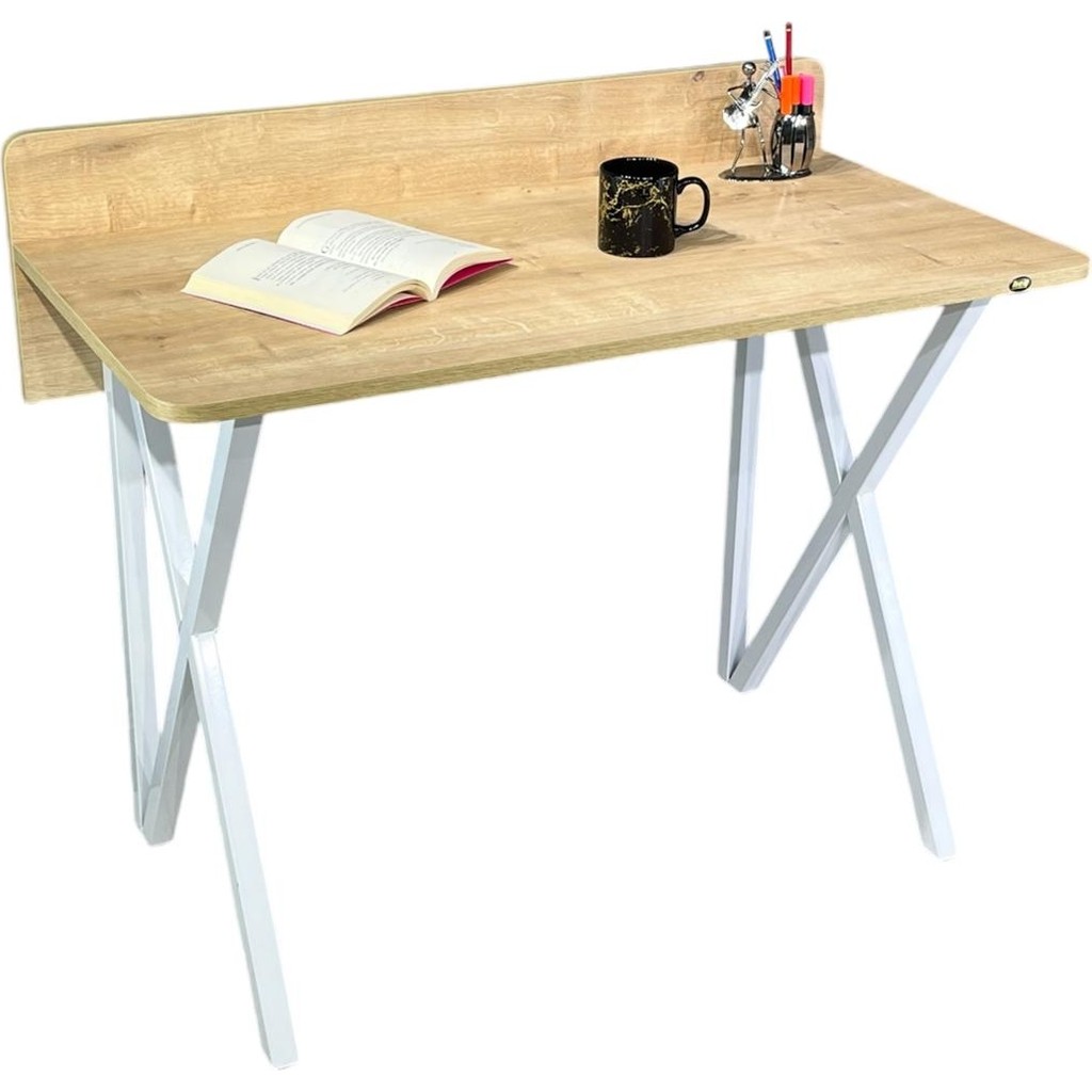Hey Modüler Mobilya Rüya Safir Beyaz Ayak Çalışma Masası - Meşe - Yükseklik: 74 cm Sırt ile Yükseklik: 83 cm Derinlik: 51 cm Genişlik: 103 cm Çalışma Masası Fiyatı