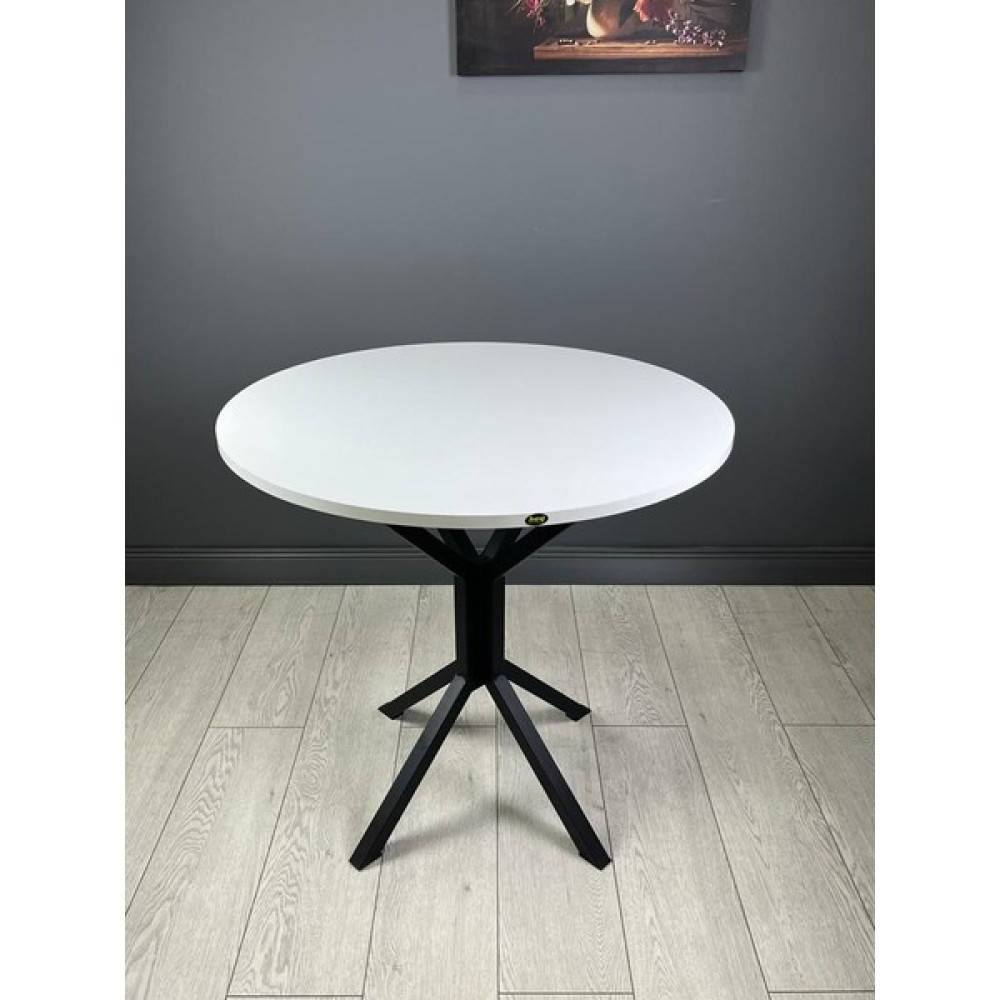 Hey Modüler Mobilya Saray Yuvarlak Mutfak Masası Yemek Masa Balkon Masa Fiskos Masa Metal Siyah Ayak 80 cm - Beyaz Yemek & Mutfak Masası Fiyatı
