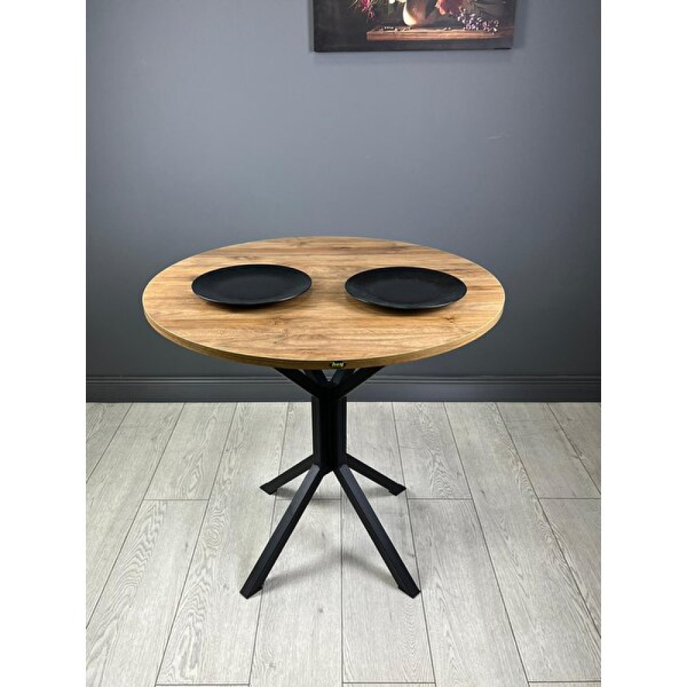 Hey Modüler Mobilya Saray Yuvarlak Mutfak Masası Yemek Masa Balkon Masa Fiskos Masa Metal Siyah Ayak 80 cm - Ceviz Yemek & Mutfak Masası Fiyatı