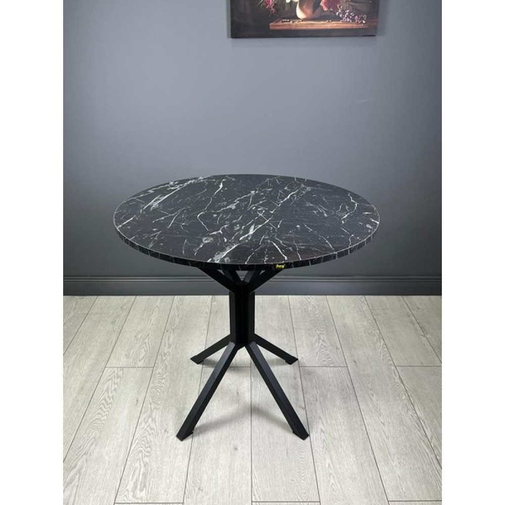 Hey Modüler Mobilya Saray Yuvarlak Mutfak Masası Yemek Masa Balkon Masa Fiskos Masa Metal Siyah Ayak 80 cm - Siyah - Beyaz Yemek & Mutfak Masası Fiyatı