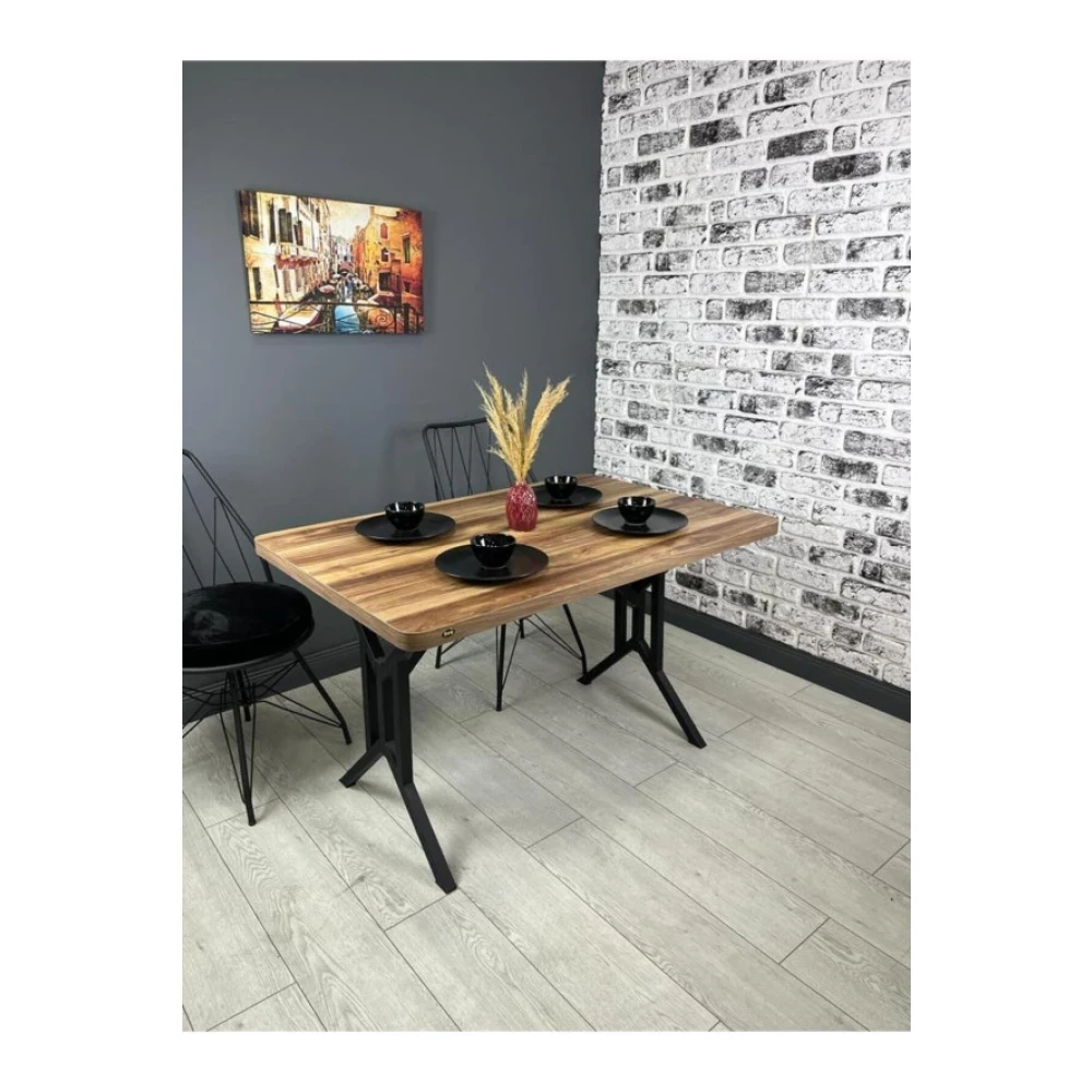 Hey Moduler Mobilya Sultan Kemence Mutfak Yemek Masasi Balkon Masasi Kavisli Kose Metal Siyah Ayak 120*80 Cm Mutfak Dolabı / Mobilyası Fiyatı