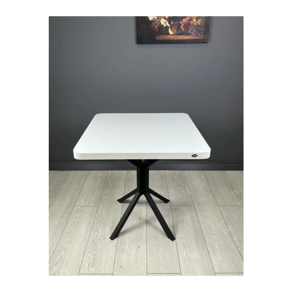 Hey Moduler Mobilya Tepe Beyaz Mutfak Yemek Masasi Balkon Masasi Kavisli Kose Siyah Ayak 70 Cm Mutfak Dolabı / Mobilyası Fiyatı