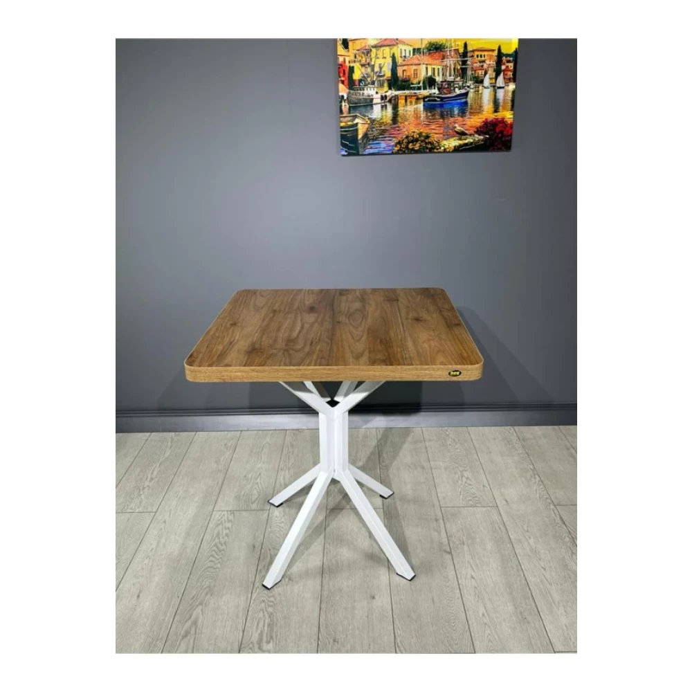 Hey Moduler Mobilya Tepe Ceviz Beyaz Mutfak Yemek Masasi Balkon Masasi Kavisli Kose Beyaz Ayak 70 Cm Mutfak Dolabı / Mobilyası Fiyatı