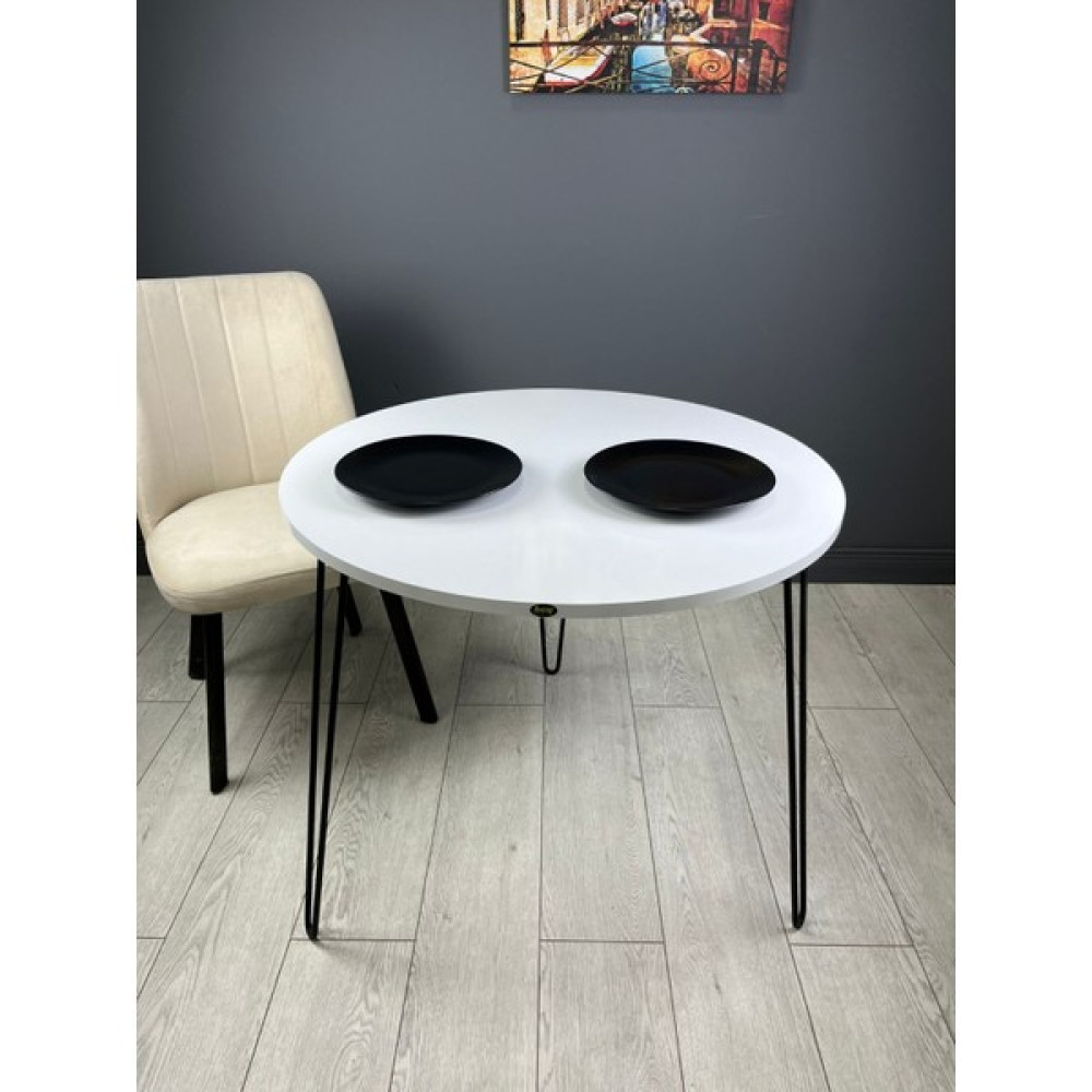 Hey Relax Beyaz Yuvarlak Mutfak Masası Yemek Masası Balkon Masası Fiskos Masası Metal Siyah Ayak 80 cm - 80 x 80 Yemek & Mutfak Masası Fiyatı
