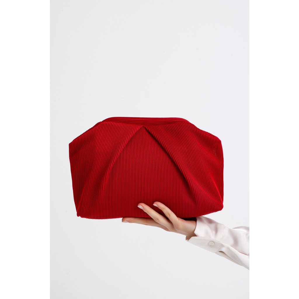 Heybes Kadın Kırmızı Piliseli Clutch El Çantası Diğer Fiyatı