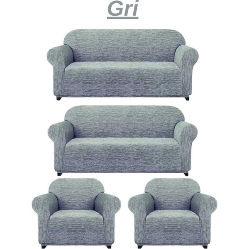 Heytgah 3+3+1+1 Dokuma Jakar Koltuk Örtüsü. Lastikli, Esnek, Yıkanabilir Koltuk, Kanepe, Çekyat Örtüsü - 180 x 230 cm - Gri Koltuk & Kanepe Örtüsü Fiyatı