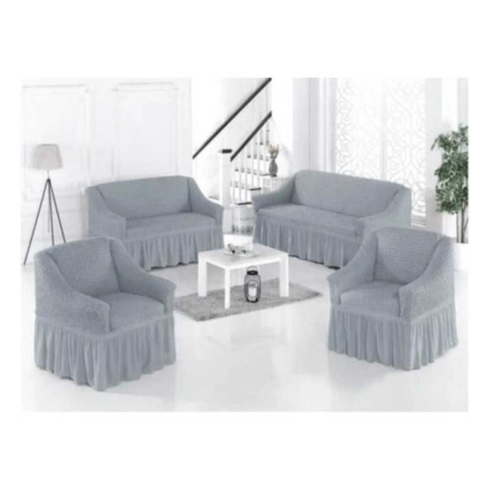 Heytgah Bürümcük Koltuk Kanepe Örtüsü Takımı Lastikli Etekli 3+3+1+1 Koltuk Örtüsü - Gri - 180 x 230 cm Koltuk & Kanepe Örtüsü Fiyatı