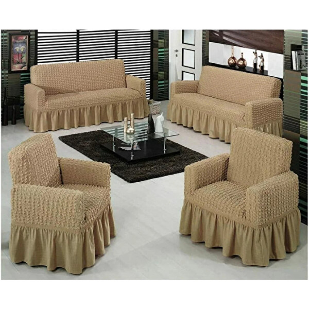 Heytgah Bürümcük Lastikli Kanepe Örtüsü Likralı Koltuk Örtüsü Iki 3'lü Iki Tekli Çekyat Örtüsü - Sütlü Kahve - 180 x 230 cm Koltuk & Kanepe Örtüsü Fiyatı