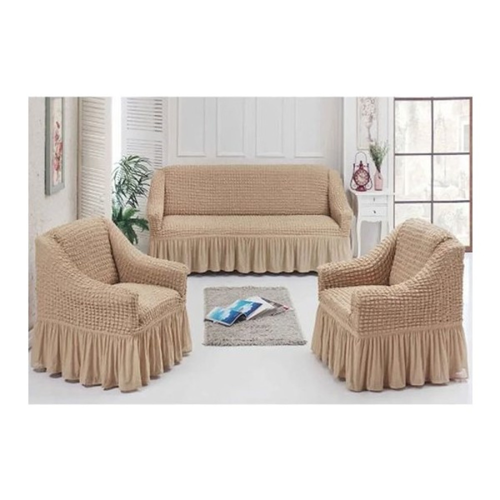 Heytgah Bürümcük Pamuklu Kanepe, Koltuk, Çekyat(3-1-1) Koltuk Örtüsü Takımı Etekli Koltuk Kanepe Kılıfı Bir 3 Kişilik 2 Tek Kişilik Kum - 180 x 230 cm Koltuk & Kanepe Örtüsü Fiyatı
