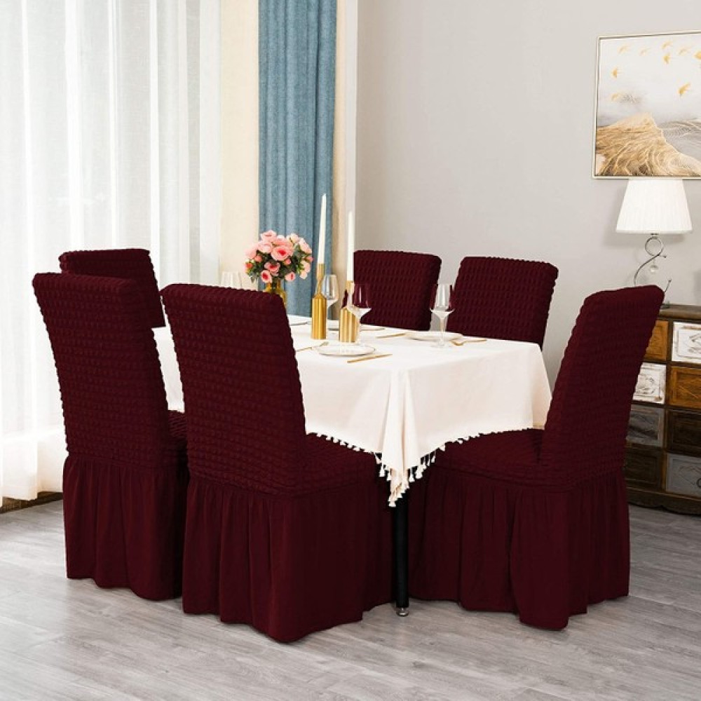 Heytgah Sandalye Kılıfı Likralı Bürümcük Etekli Lastikli Yıkanabilir Sandalye Örtüsü 6ADET Burumcuk Bordo - 45 x 45 x 60 cm Koltuk & Kanepe Örtüsü Fiyatı