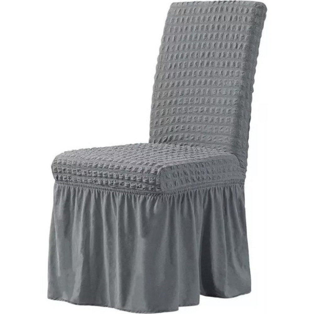 Heytgah Sandalye Kılıfı Likralı Bürümcük Etekli Lastikli Yıkanabilir Sandalye Örtüsü 6ADET Burumcuk Gri - 45 x 45 x 60 cm Koltuk & Kanepe Örtüsü Fiyatı