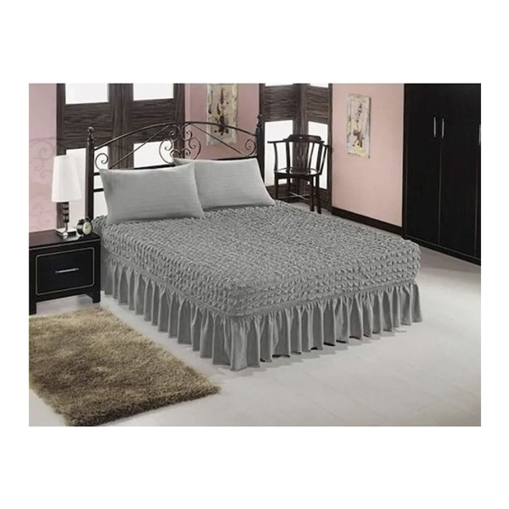 Heytgah Ürümcük Yatak Örtüsü, Çift Kişilik Yıkanabilir Örtü, Etekli, ESNEKLI-160X200 Gri Çift Yatak Örtüsü - 160 x 200 cm Yatak Örtüsü Fiyatı