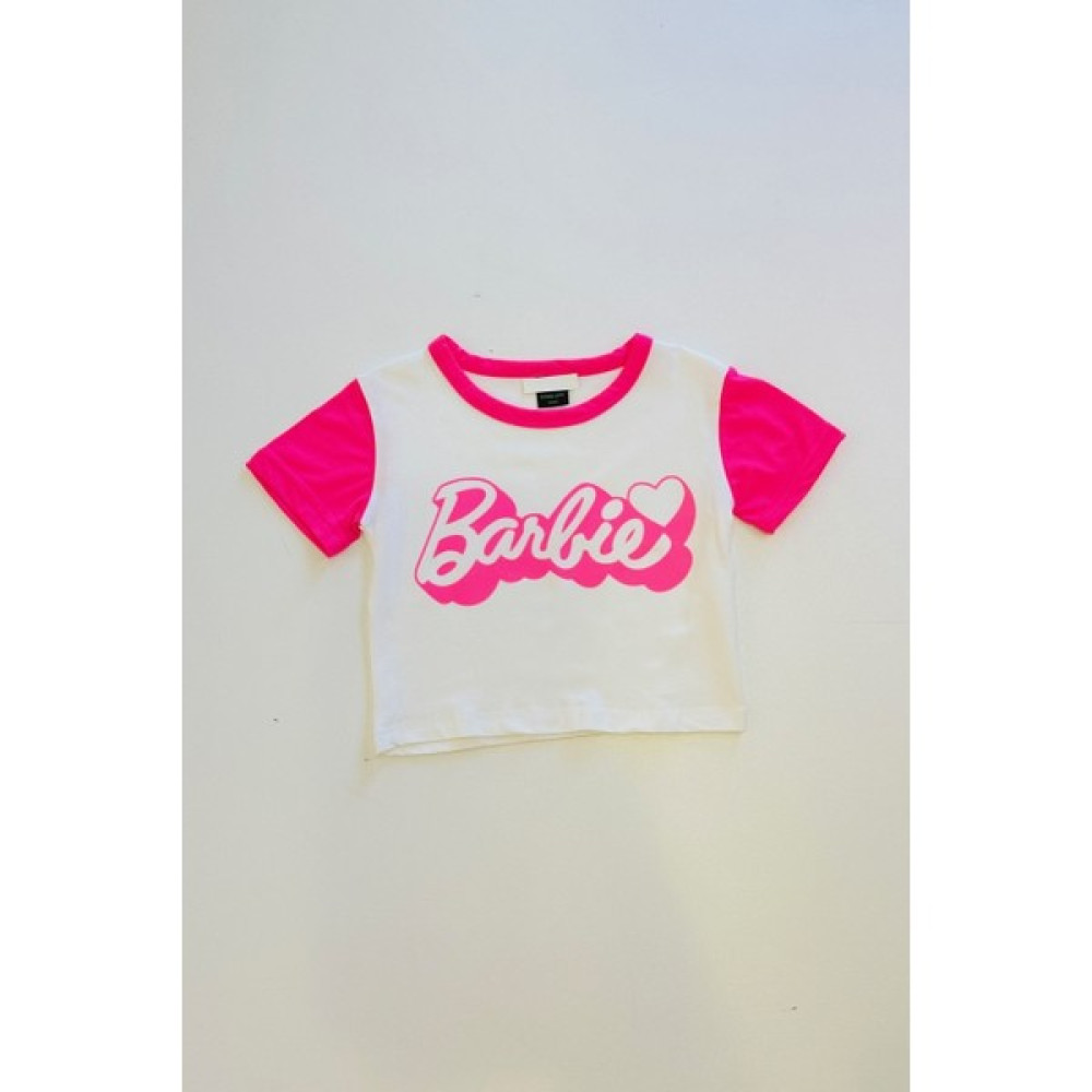 Heyyo Kids Barbie Kısa Kollu Bisiklet Yaka Crop Tişört Kız Çocuk T-shirt Fiyatı