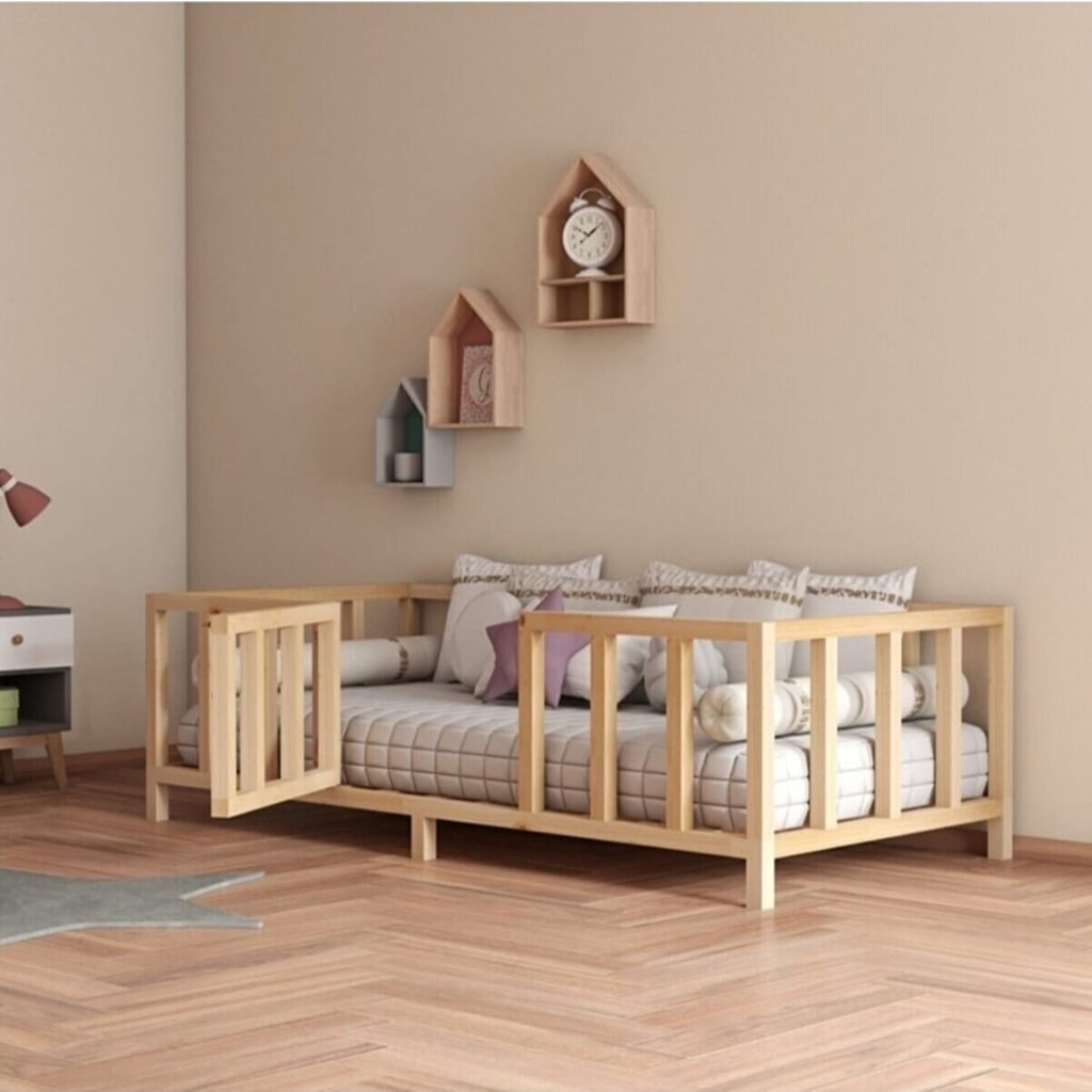 Hft Home Kapılı Unisex Montessori Bebek ve Çocuk Karyolası Doğal Ahşap Yatak - 70 x 130 cm SSD / Solid State Drive Fiyatı
