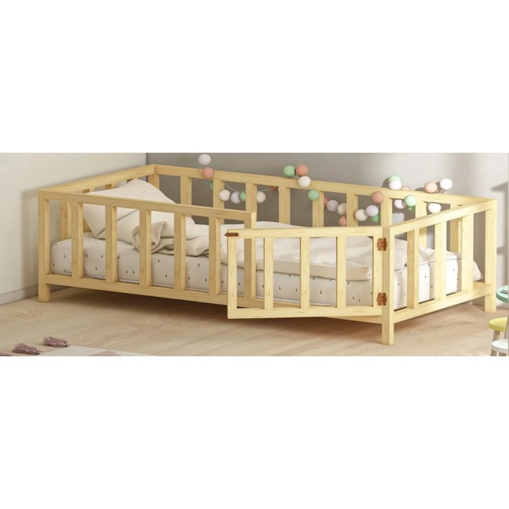 Hft Home Kapılı Unisex Montessori Bebek ve Çocuk Karyolası Doğal Ahşap Yatak - 90 x 190 cm Karyola Fiyatı