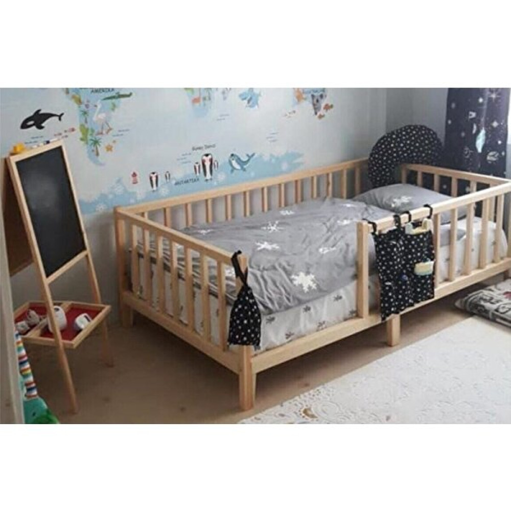 HFT Home Unisex Montessori Bebek ve Çocuk Karyolası Doğal Ahşap Yatak - 100 x 200 cm Karyola Fiyatı